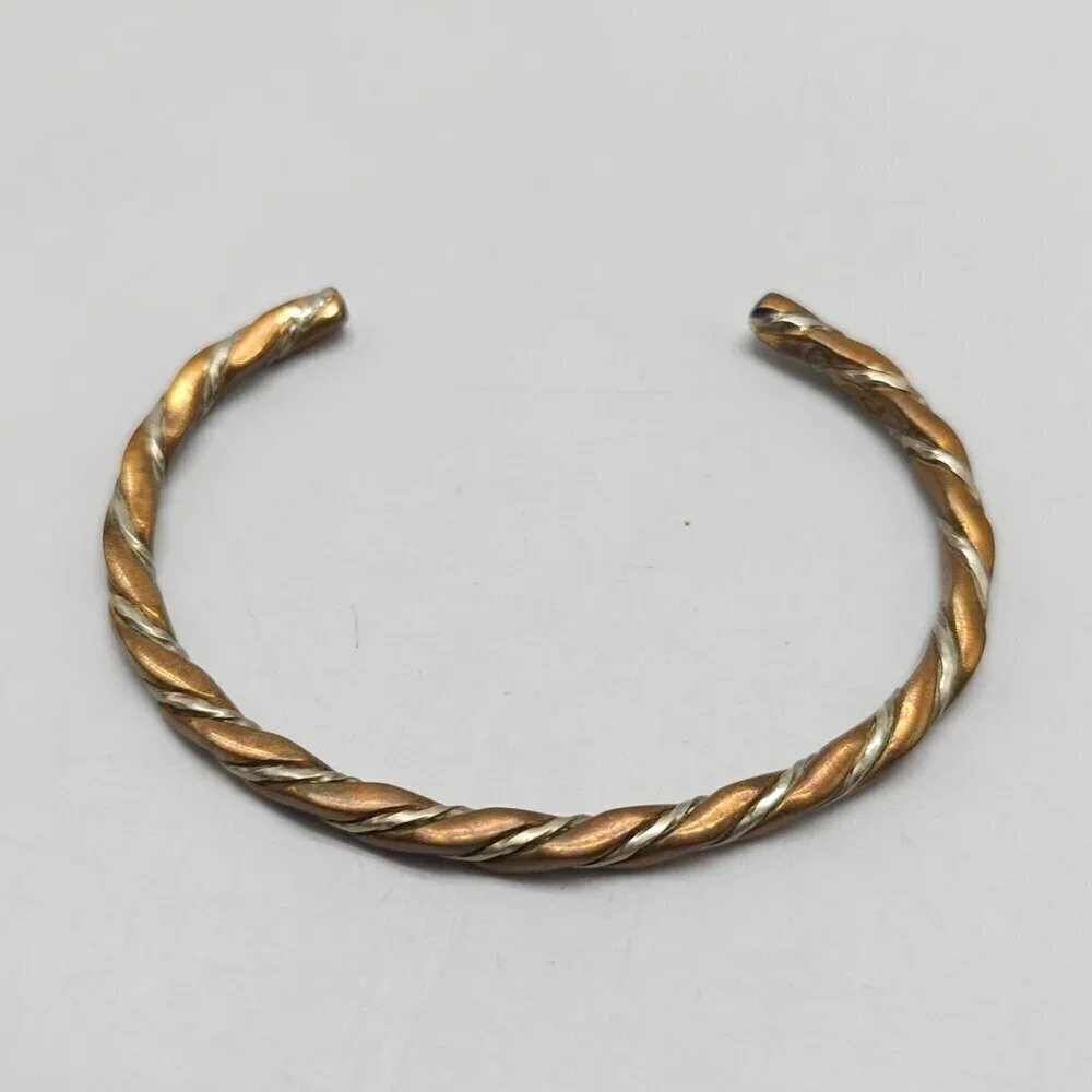 Twisted Copper Silver Open Cuff Bracelet By Sergio Lub